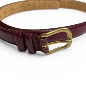 Greatland Burgundy Leather Belt with Solid Brass Buckle 1” Thick Size Large